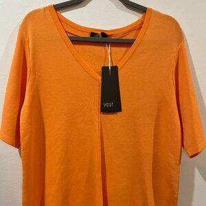 NWT $69 Yest Zonne Faded Orange Short Sleeve Shirt Blouse V Neck Size 8